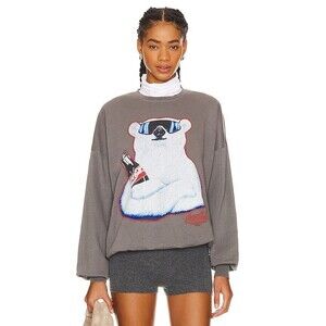 The Laundry Room Coca-Cola Bear Oversized Sweatshirt Jumper Size L Gray NWT